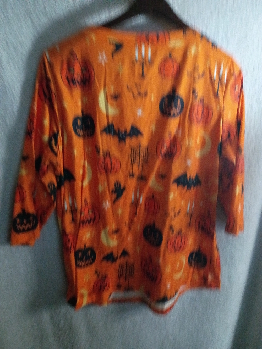 Halloween Pumpkin  Top 3/4 Sleeve - Orange - Picture 2 of 3